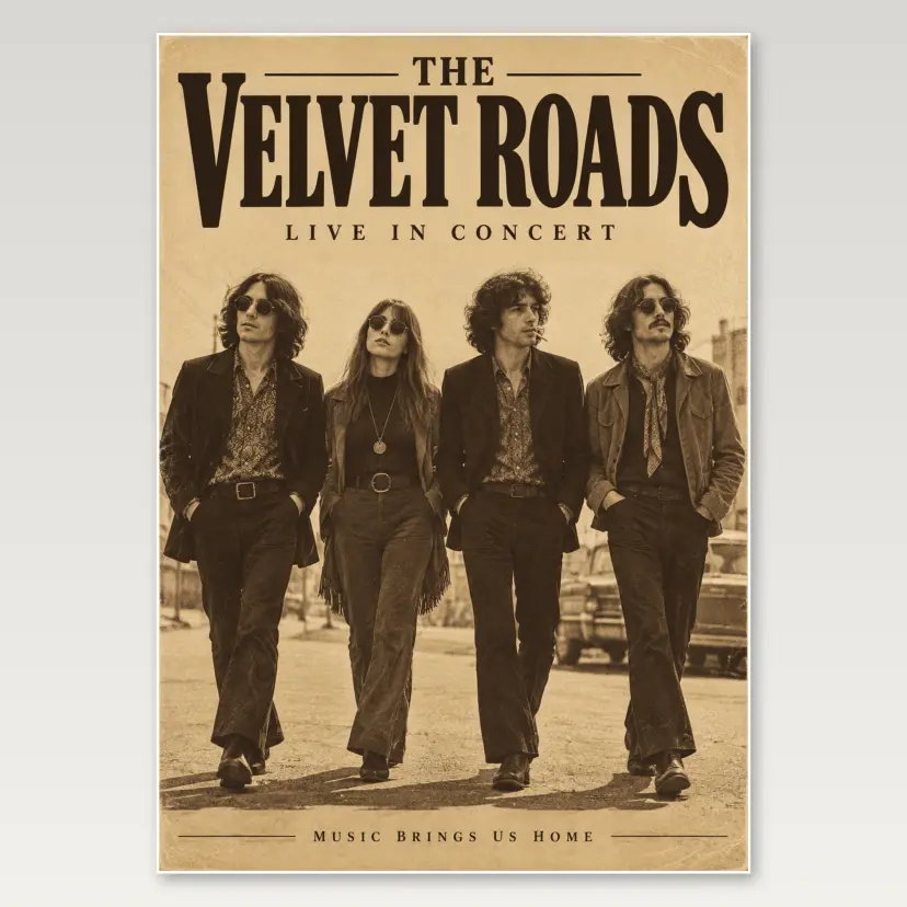 Four Musicians Walk A4 Poster