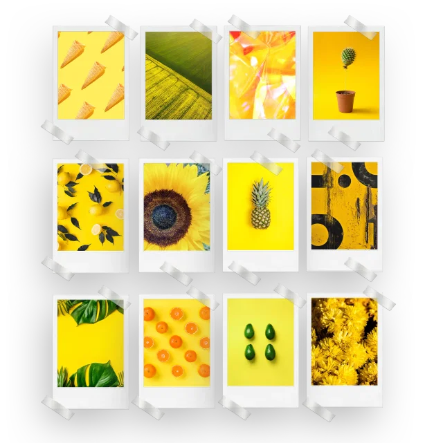 Yellow Abstract Prints Set of 12