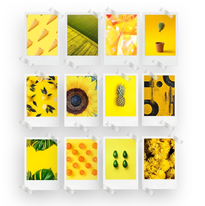 Yellow Abstract Prints Set of 12