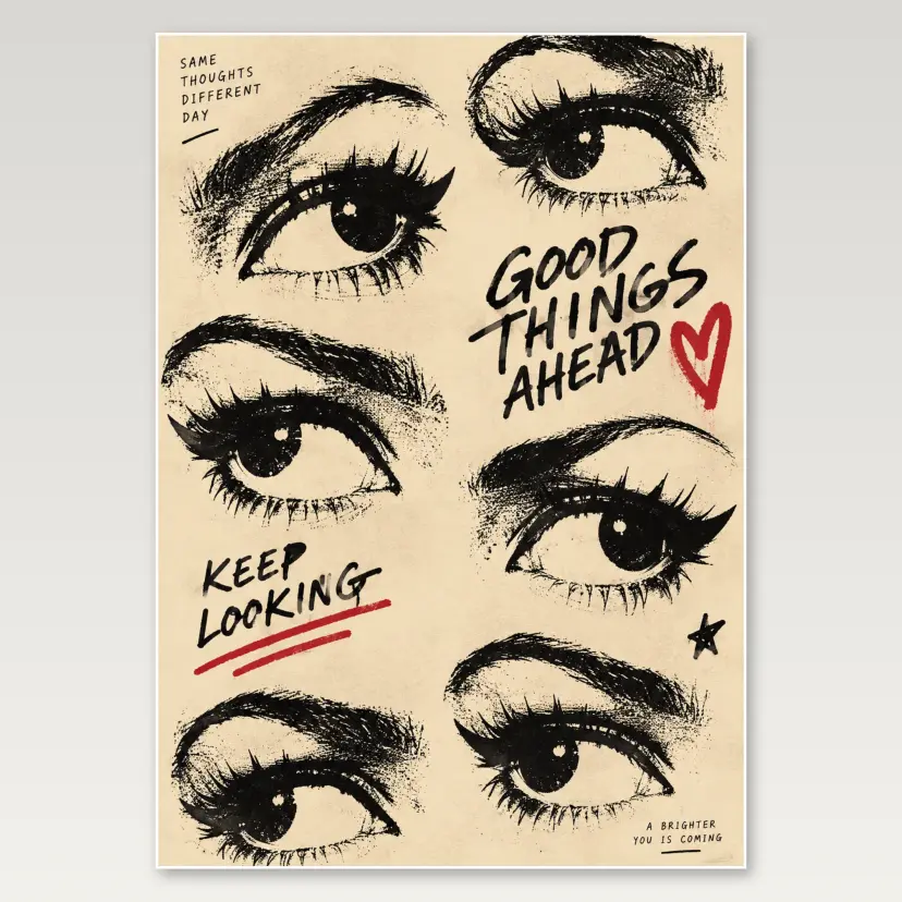 Eyes Repeated Gaze A4 Poster