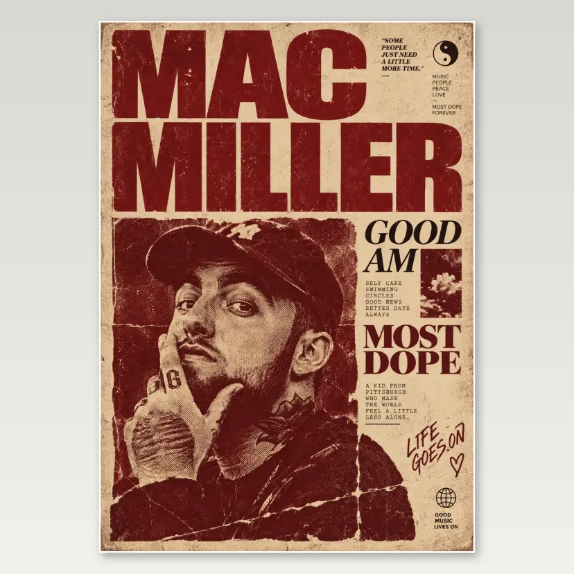 Mac Miller Cream Collage A4 Poster