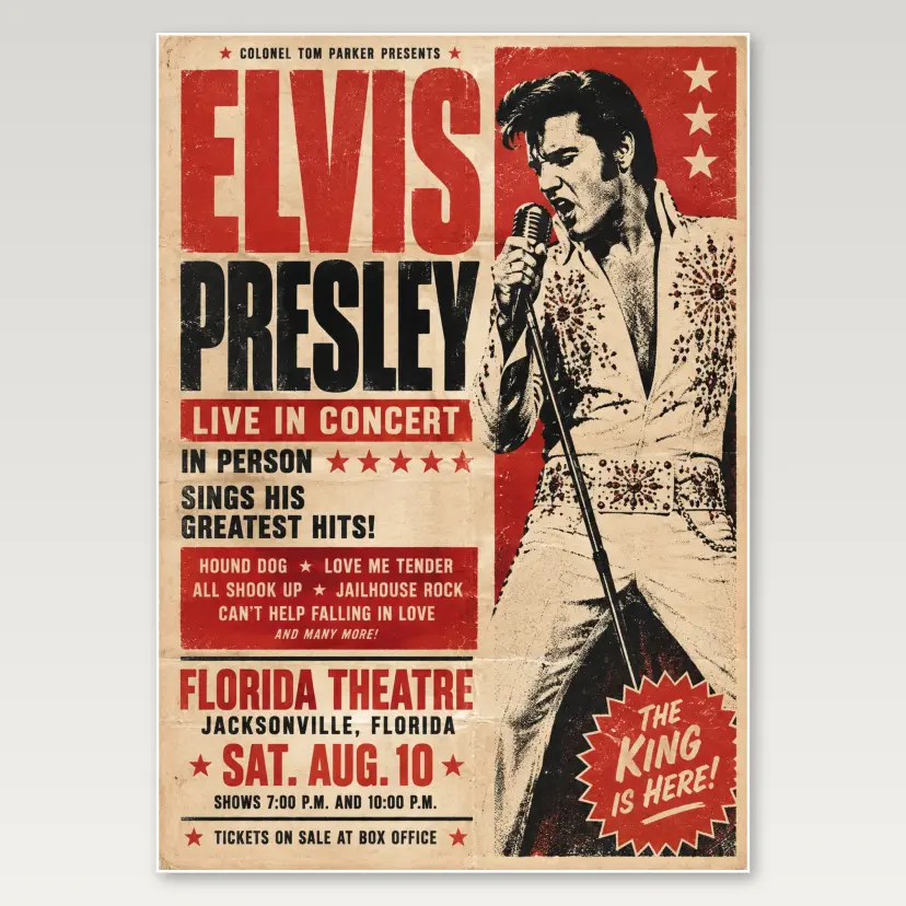 Elvis Presley Theatre A4 Poster