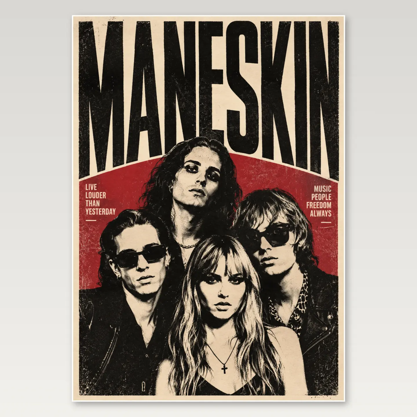 Maneskin Rock Portrait A4 Poster mockup