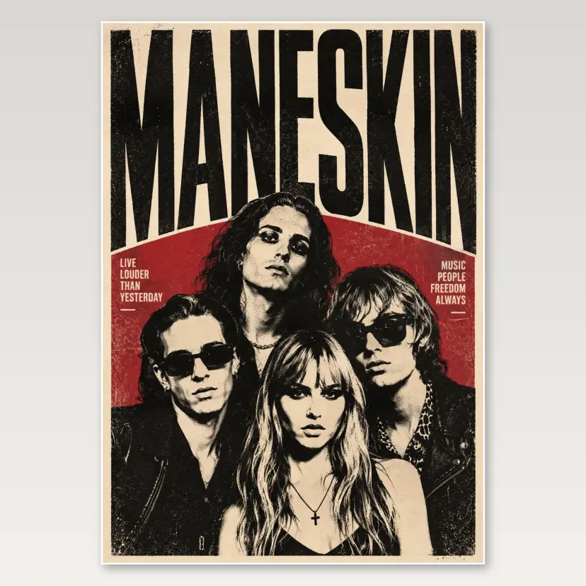 Maneskin Rock Portrait A4 Poster