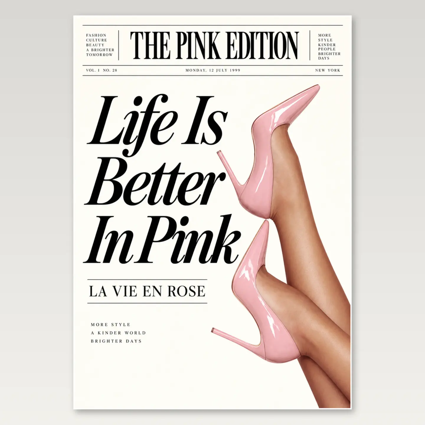 Life Is Better in Pink A4 Poster mockup