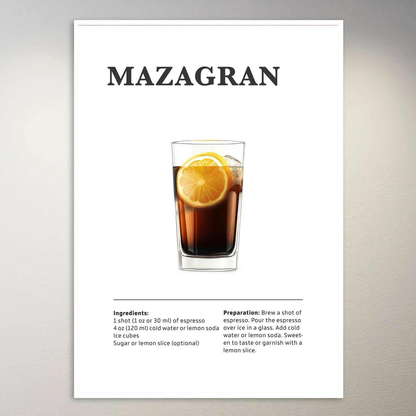 Mazagran Cocktail Recipe Poster
