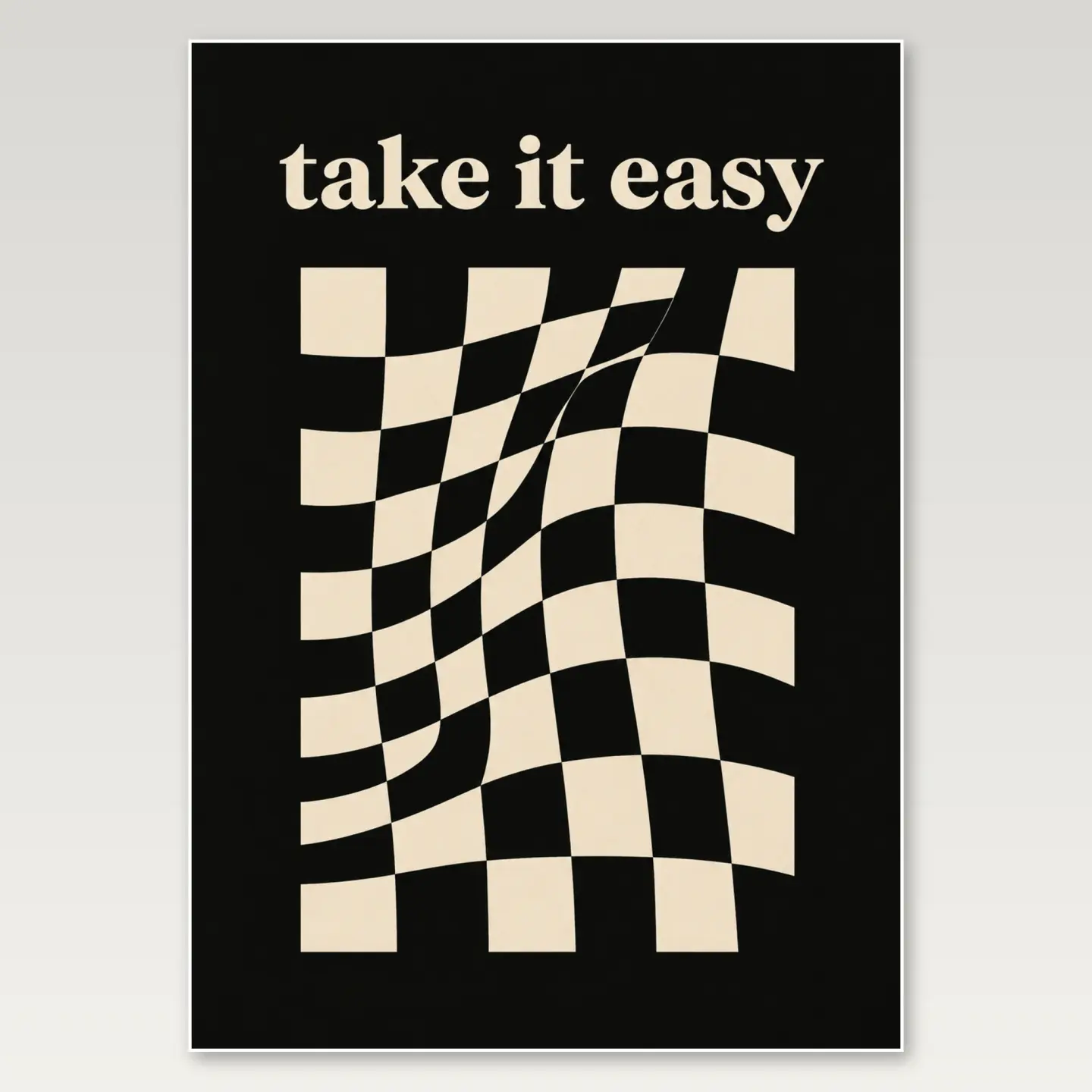 Take It Easy Checker A4 Poster mockup