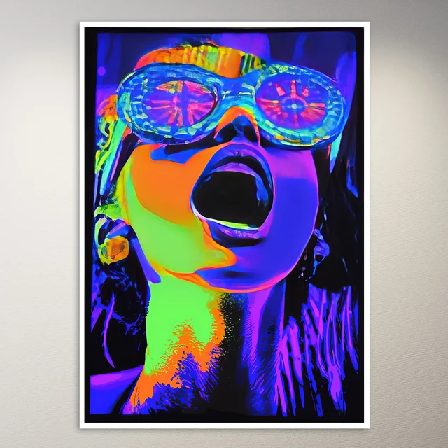 Neon Glow Portrait of a Woman Poster