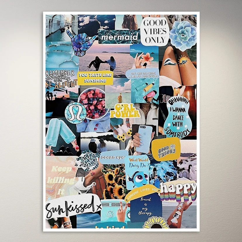 Blue Sea Aesthetic Moodboard Poster