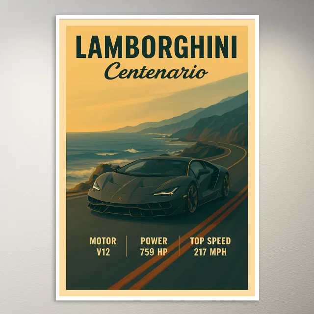 Lamborghini Centenario Coastline Poster