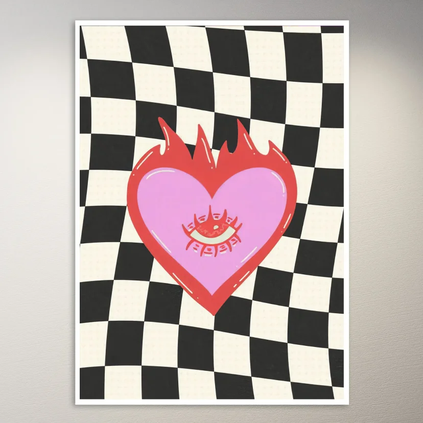 Flaming Heart With An Eye Poster