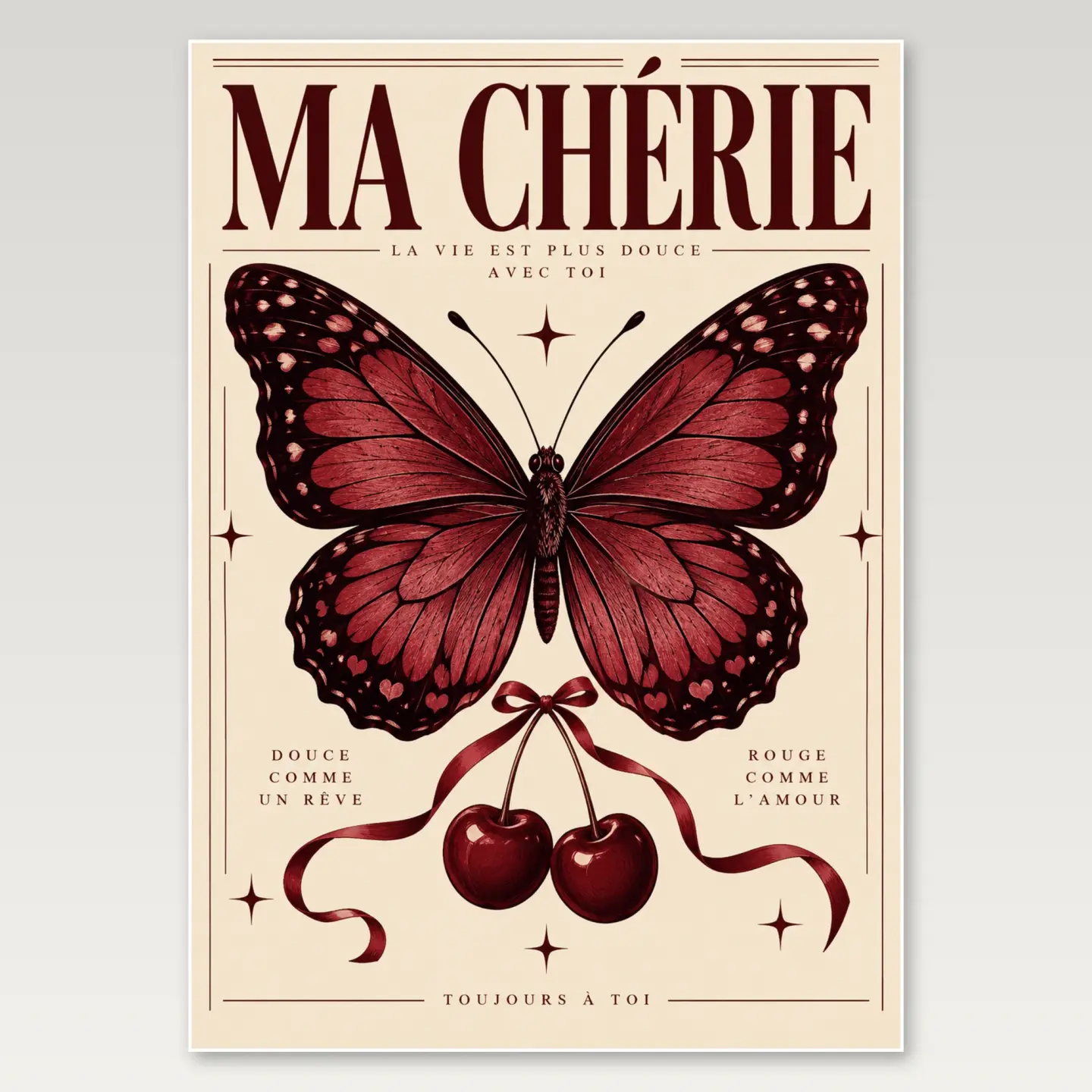 Cherry Butterfly Cutout A4 Poster mockup