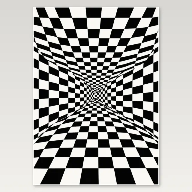 Black White Checker Void A4 Poster