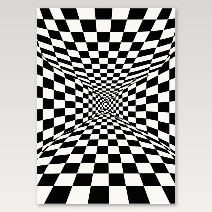 Black White Checker Void A4 Poster