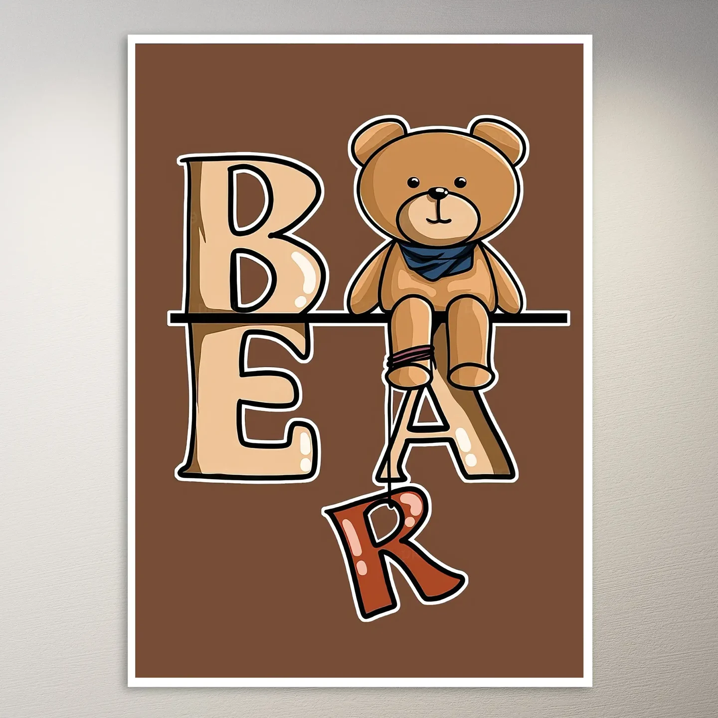 Bear Sitting on Letters Poster