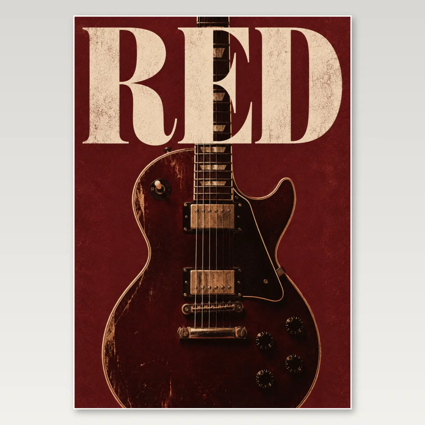 Burgundy Electric Guitar A4 Poster mockup