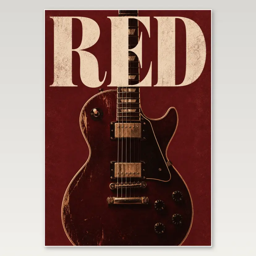 Burgundy Electric Guitar A4 Poster