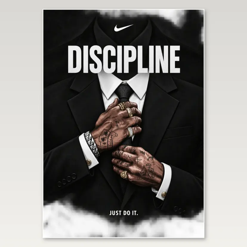 Discipline Black A4 Poster