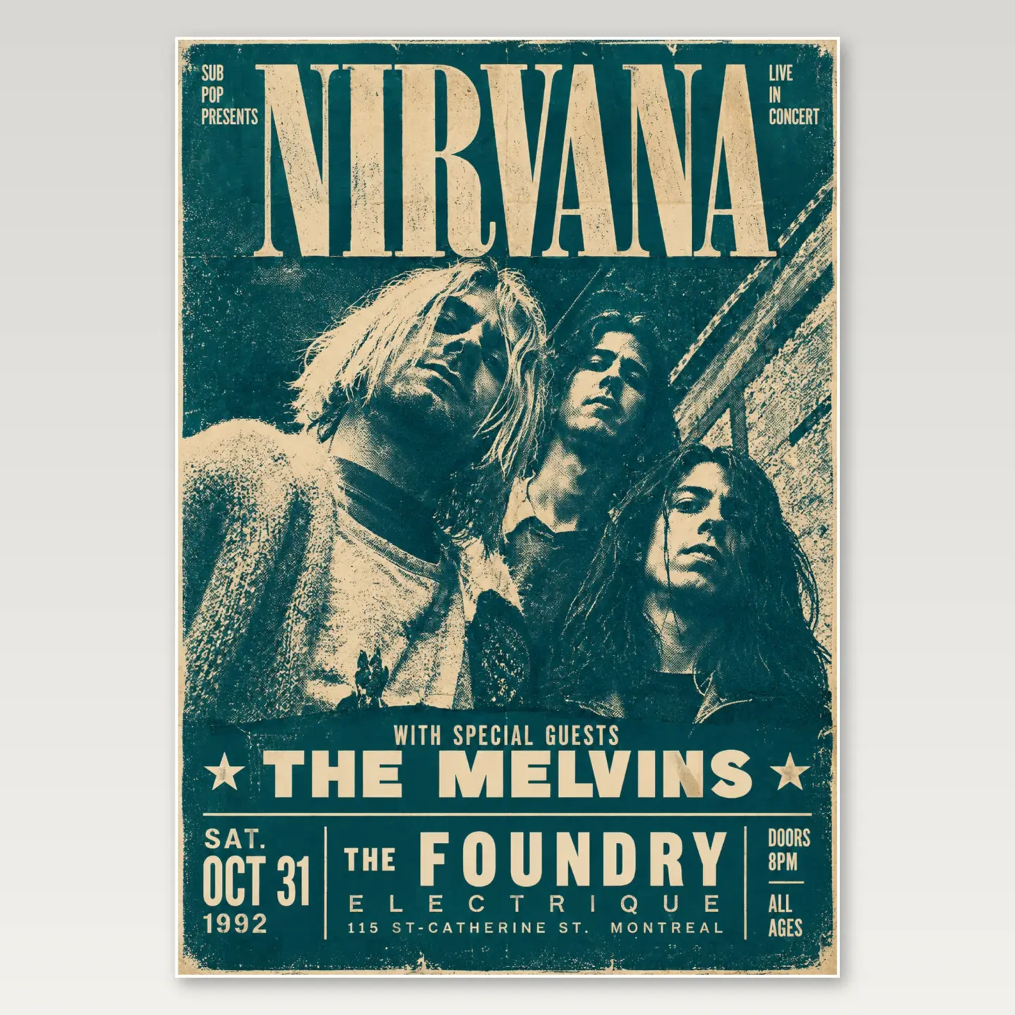 Nirvana Melvins Concert A4 Poster mockup