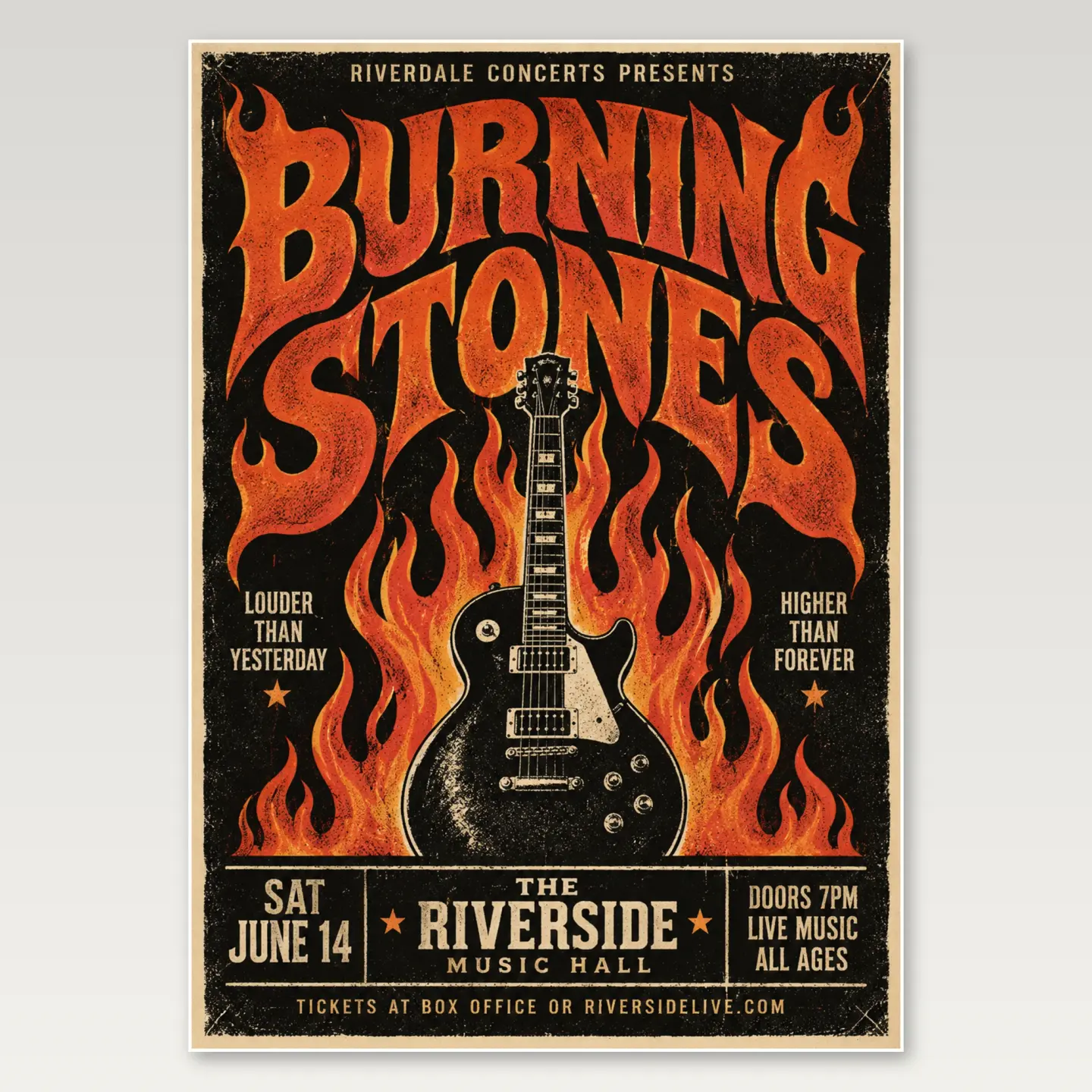 ACDC Fire Live A4 Poster mockup