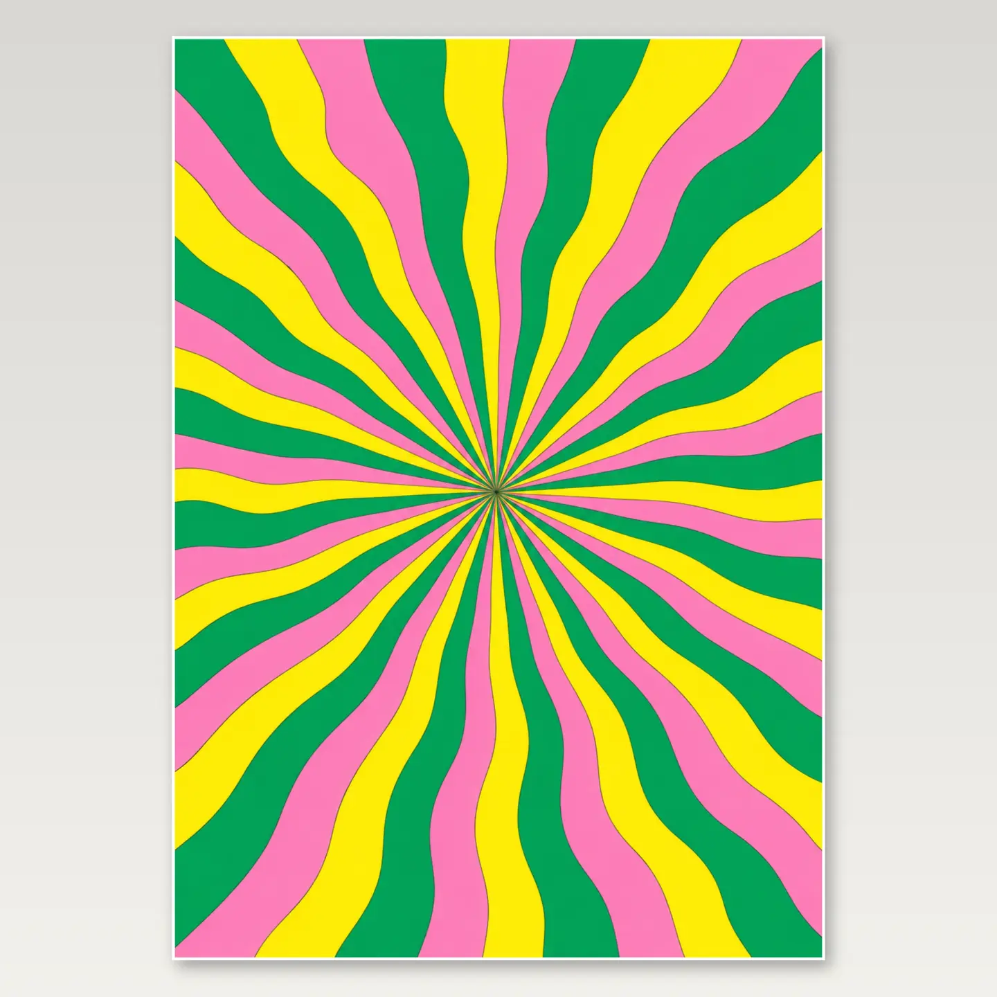 Green Pink Yellow Rays A4 Poster mockup