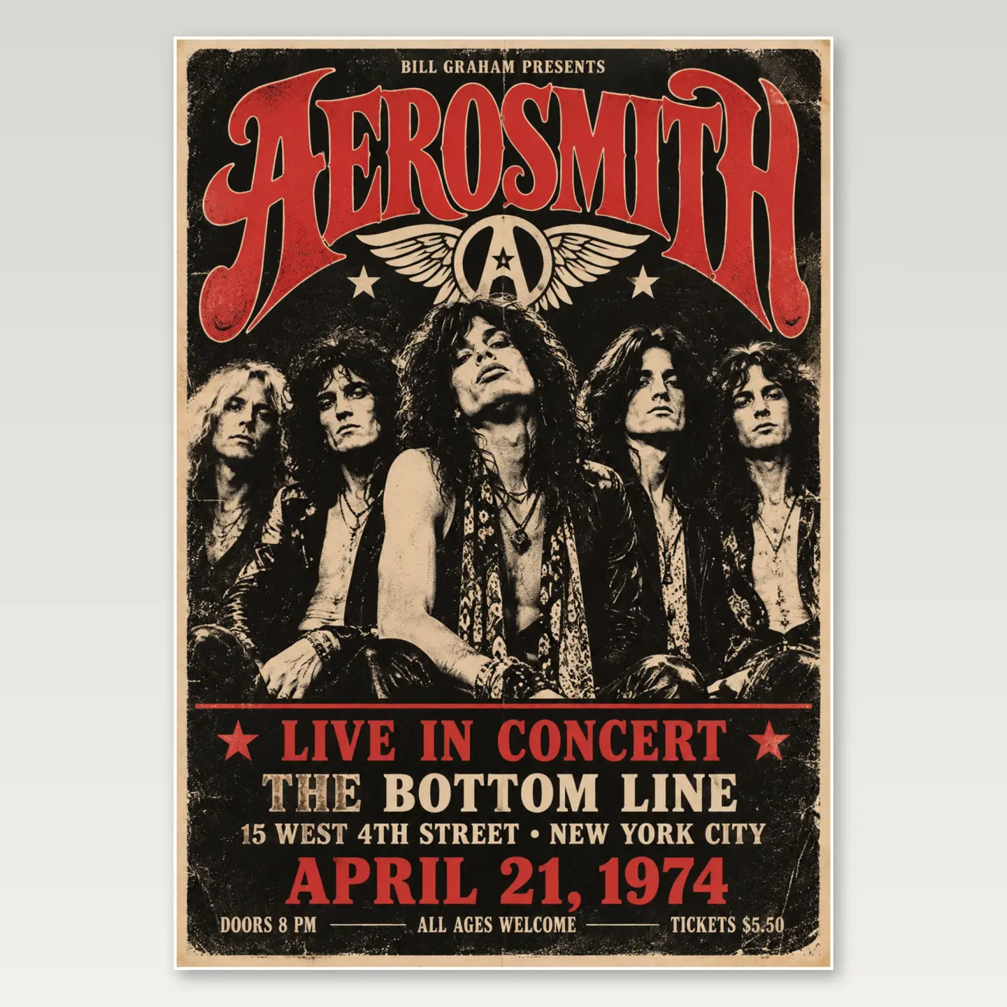 Aerosmith Dark Gig A4 Poster mockup