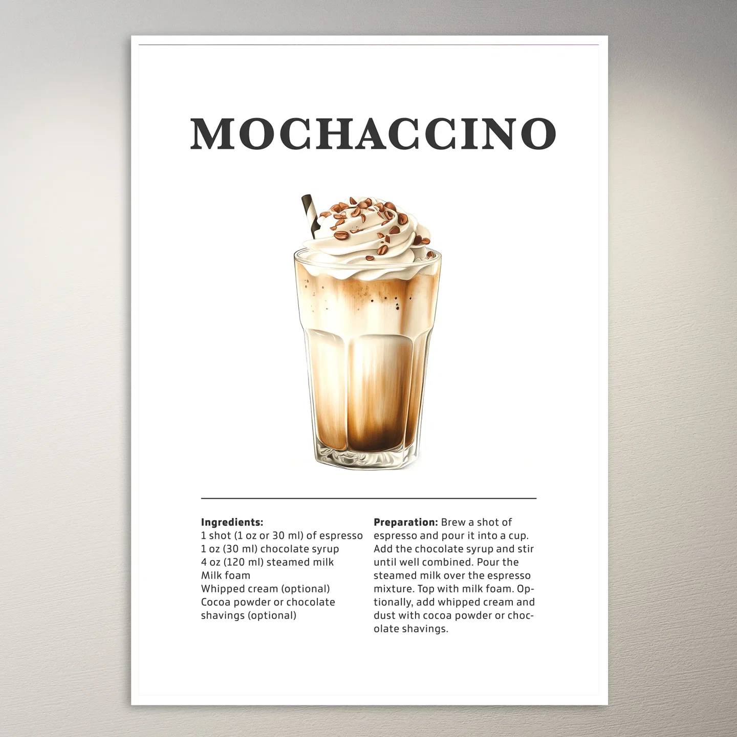 Mochaccino Drink Recipe Poster
