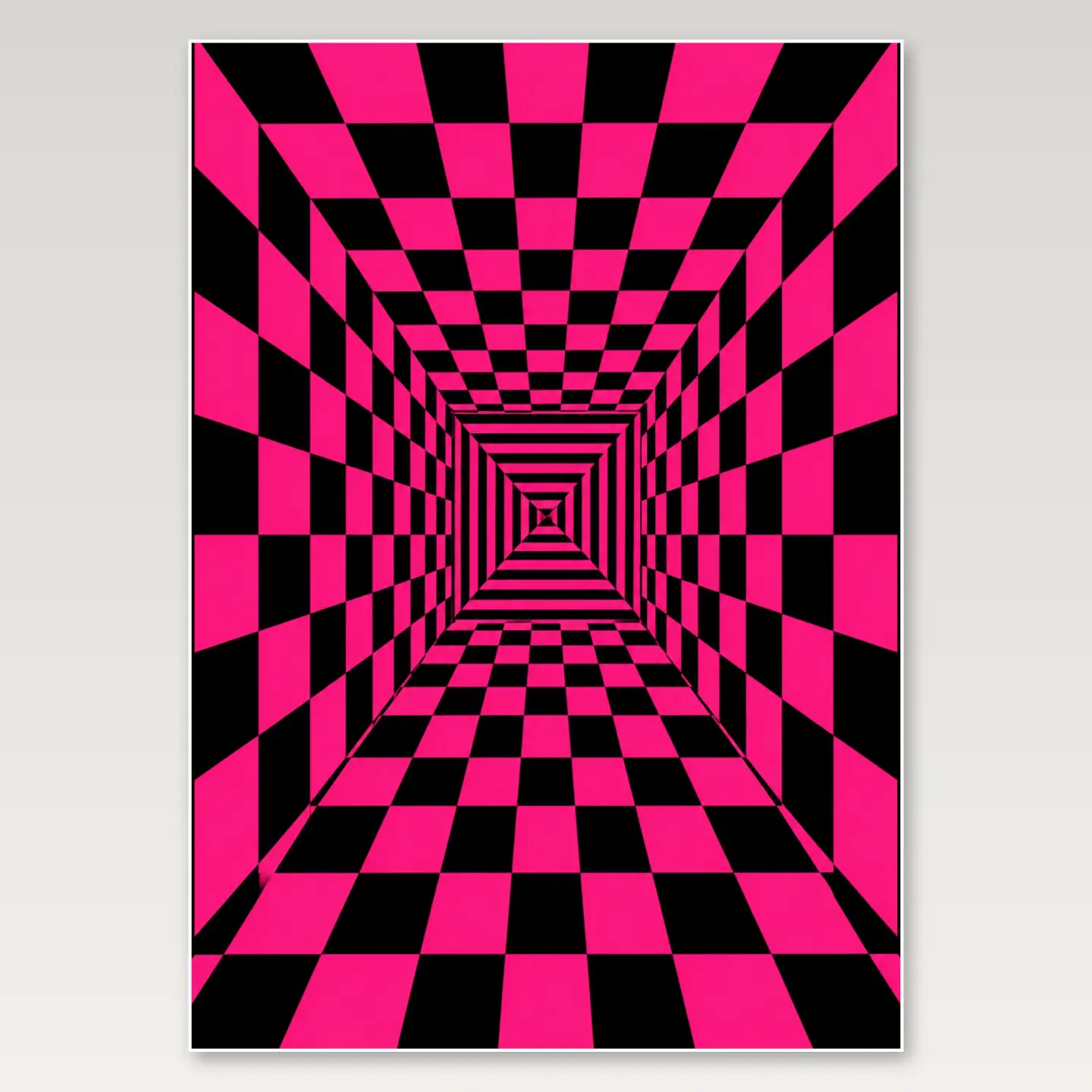 Pink Checker Infinity Tunnel A4 Poster mockup