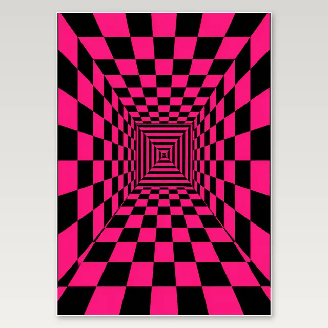 Pink Checker Infinity Tunnel A4 Poster