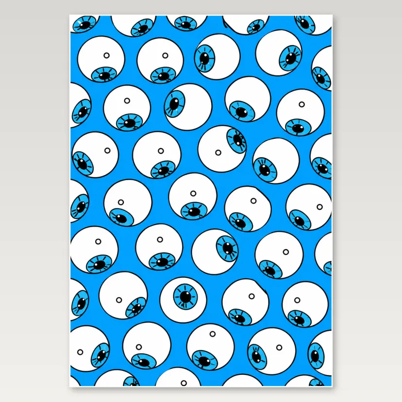 Blue Eyeball Pattern A4 Poster