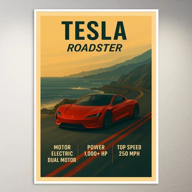 Tesla Roadster Image Poster