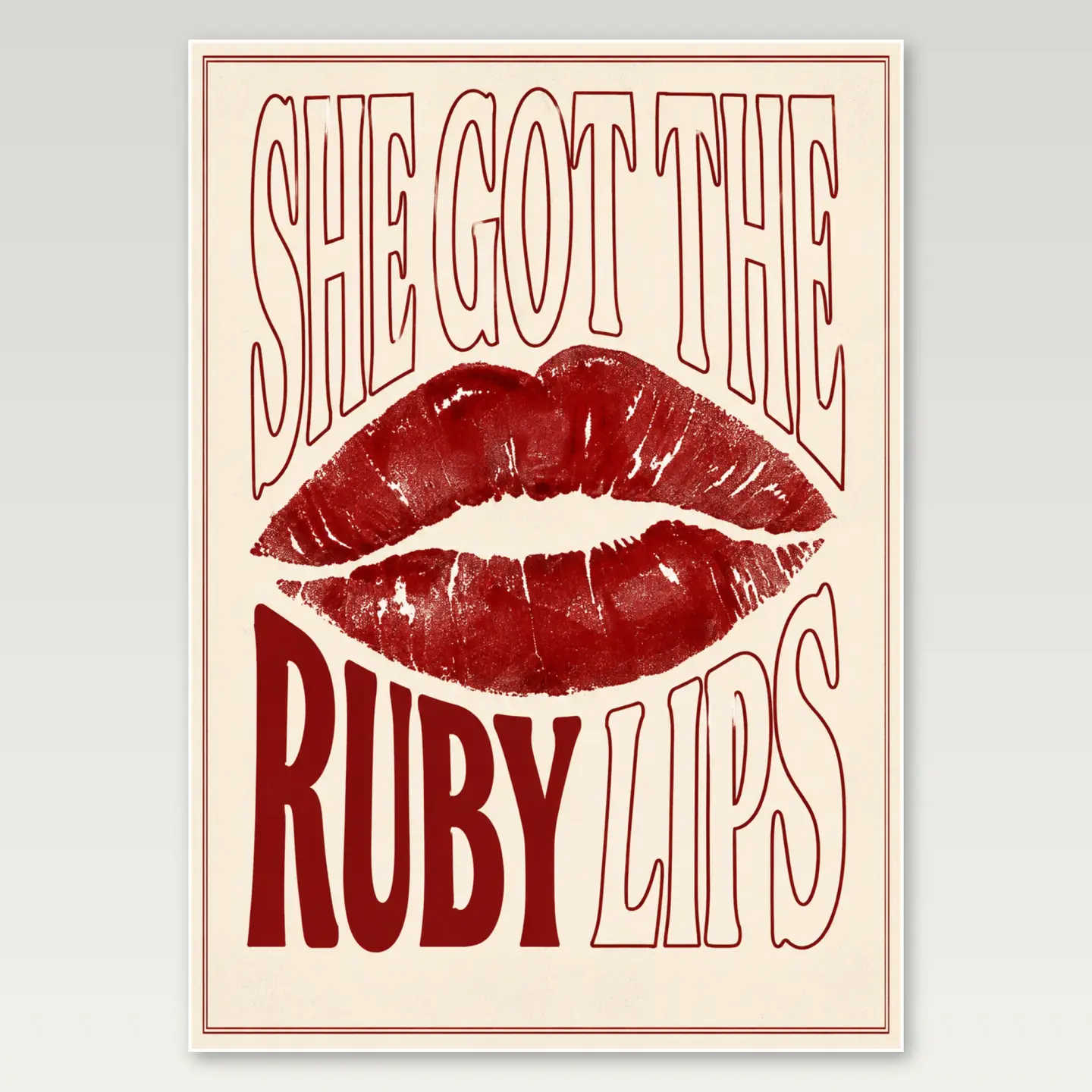 Ruby Lips A4 Poster mockup