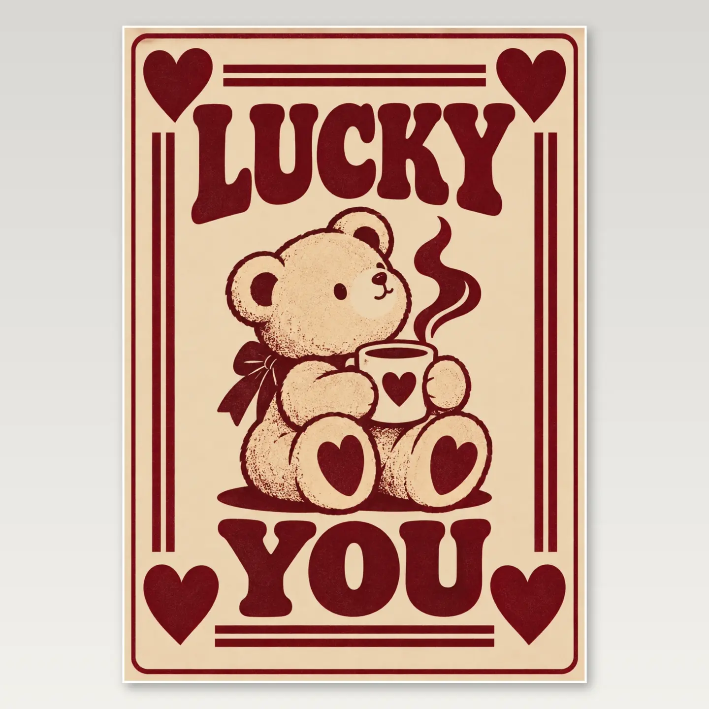Cozy Bear Cartoon A4 Poster mockup