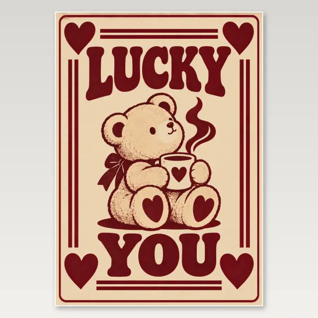 Cozy Bear Cartoon A4 Poster