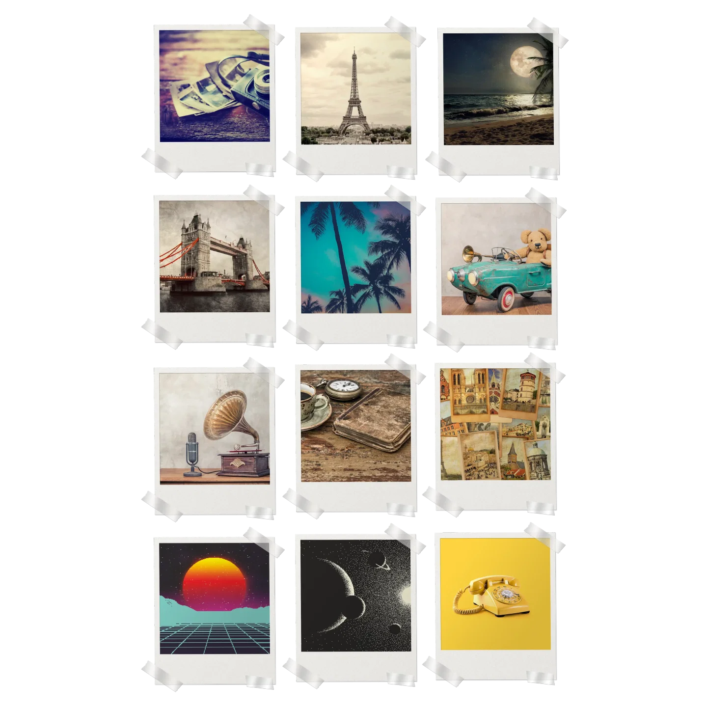 Retro Aesthetics Prints Set of 12