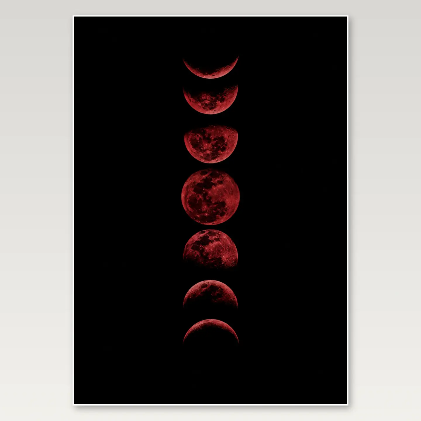 Crimson Moon Phases A4 Poster mockup