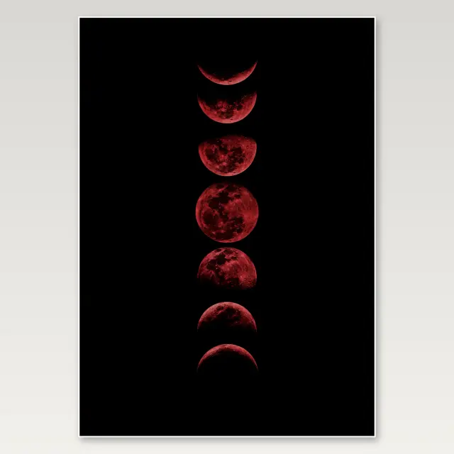Crimson Moon Phases A4 Poster