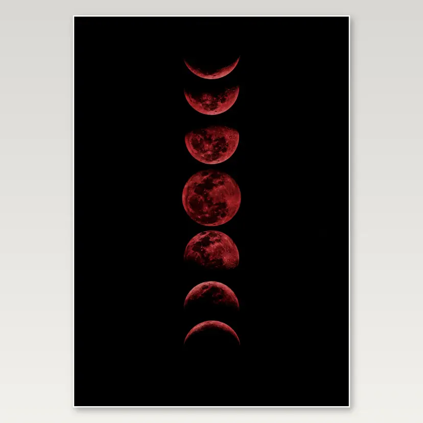 Crimson Moon Phases A4 Poster
