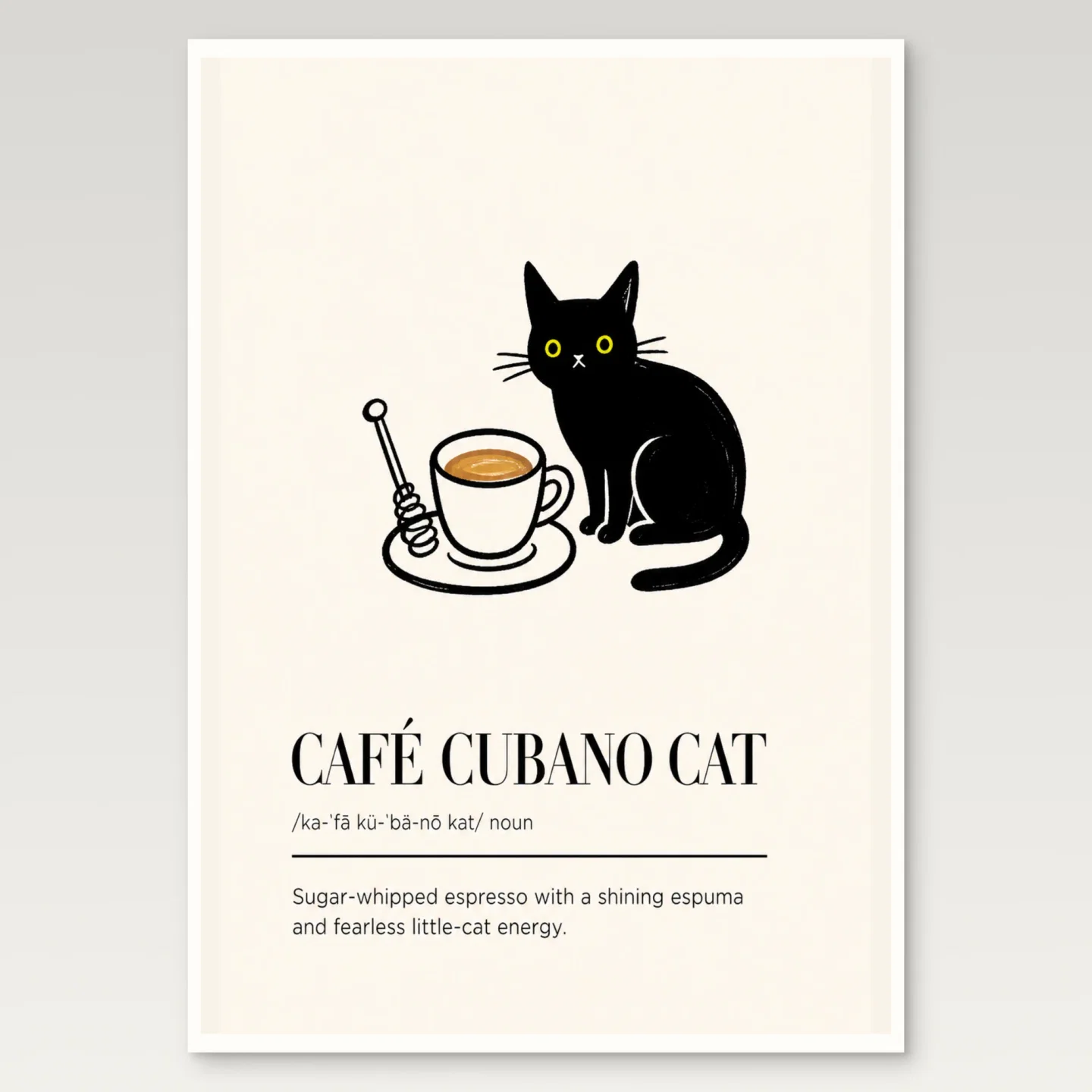 Cafe Cubano Cat Poster mockup