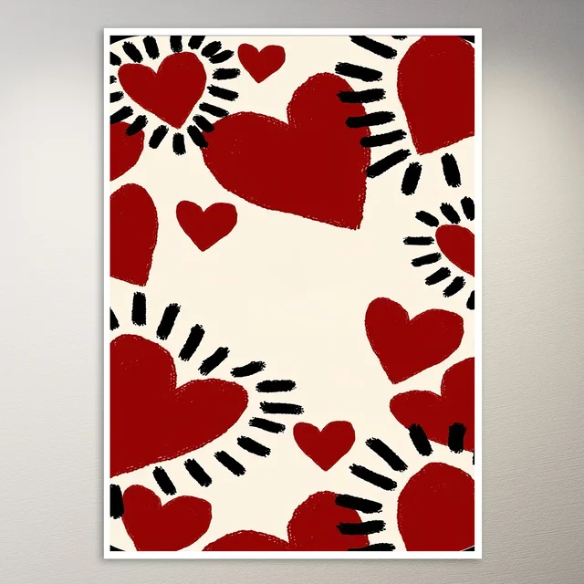 Red Hearts and Black Rays Poster