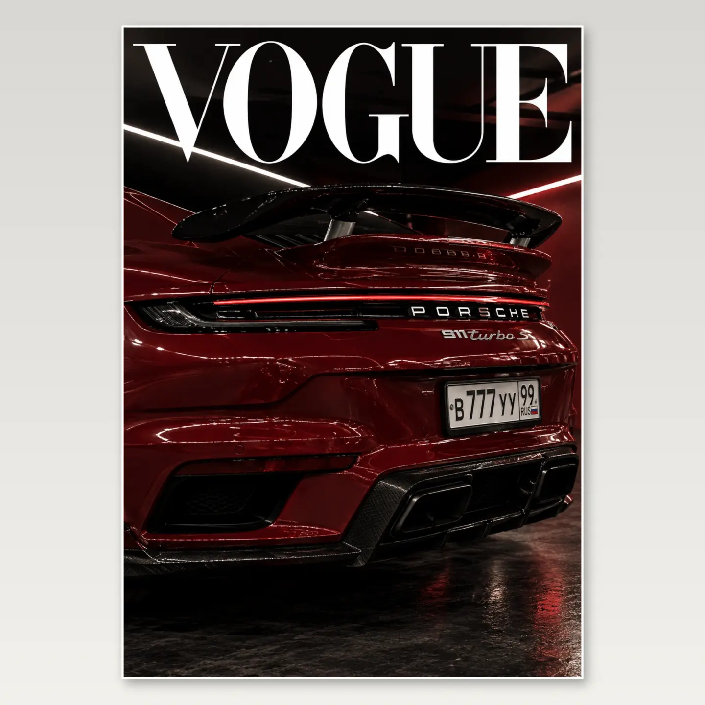 Vogue Red Car A4 Poster mockup