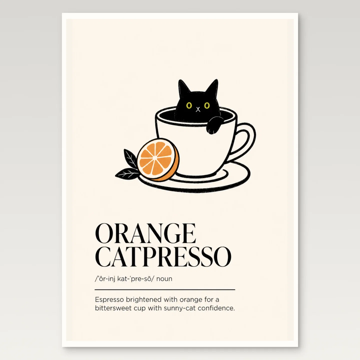 Orange Catpresso Poster mockup