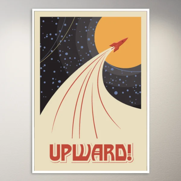 Vintage Upward Rocket Poster