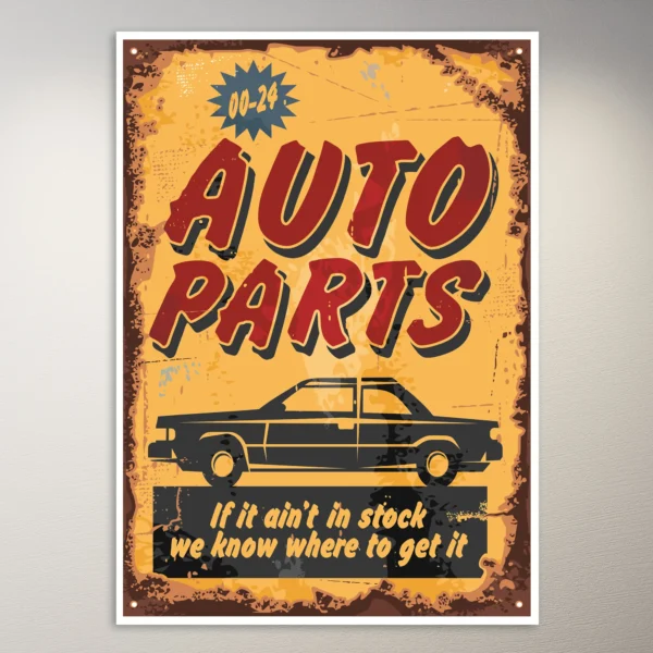 Vintage Auto Parts Sign Poster