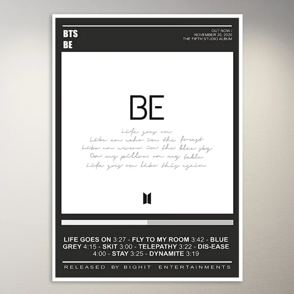 BTS Be Album Cover Poster | K-Pop Poster | BTS Poster