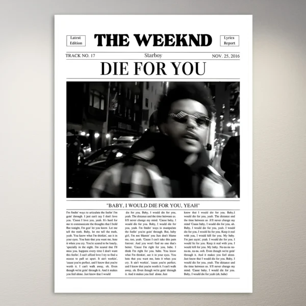 The Weeknd Die for You Poster | Music Poster