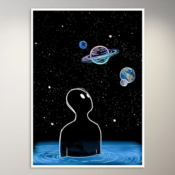 Astronaut looking up in the sky Poster