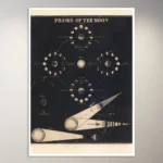 Phases of the Moon (1850) Astronomy Poster