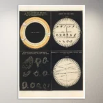 Sun, Spots on the Sun, Transits of Mercury and Venus. (1850) Astronomy Poster