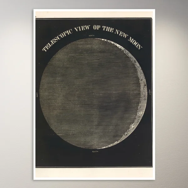 Telescopic view of the new Moon (1850) Astronomy Poster